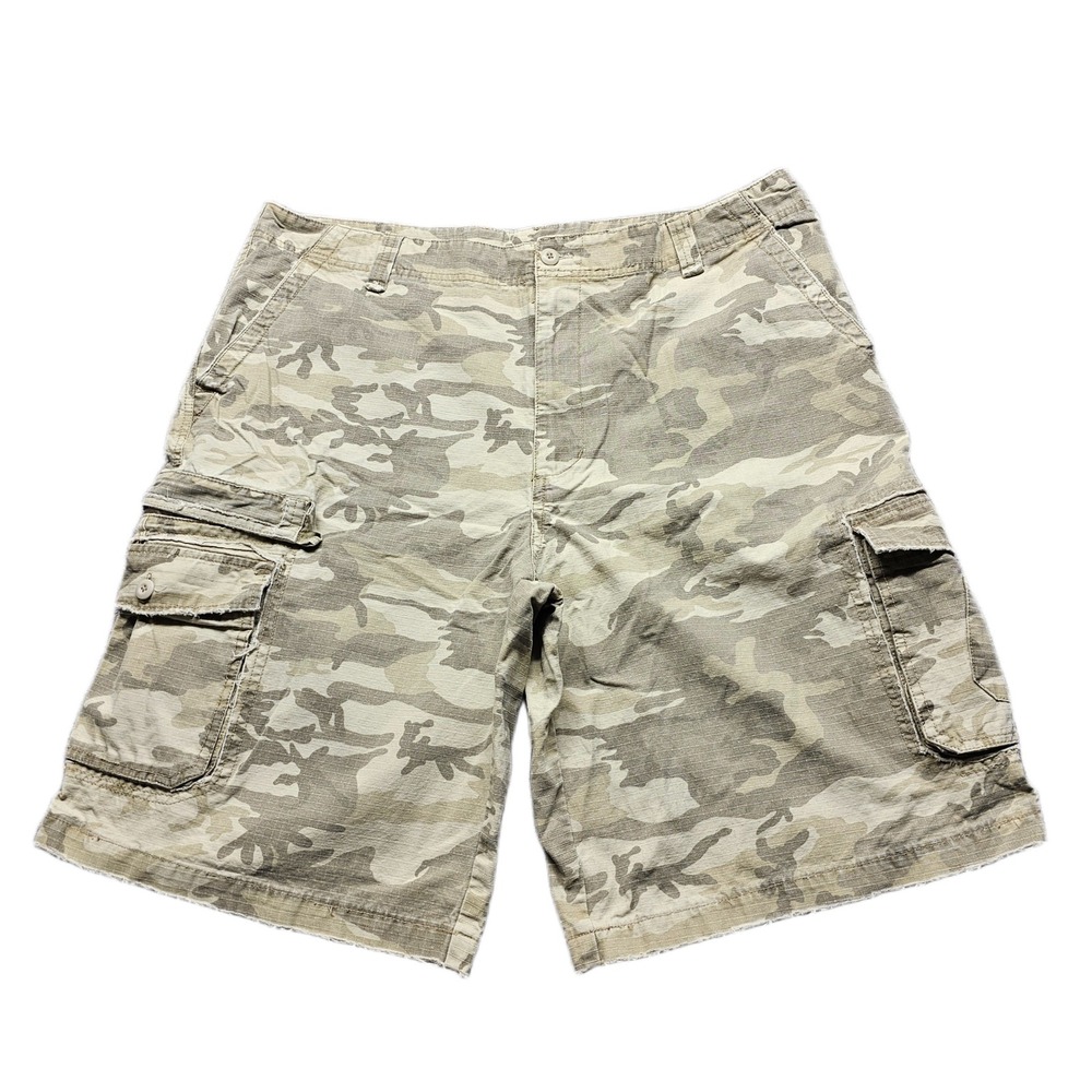 No Boundaries‎ Cargo Shorts Mens 40 Green Camo Flat Front Casual Hiking Outdoor
